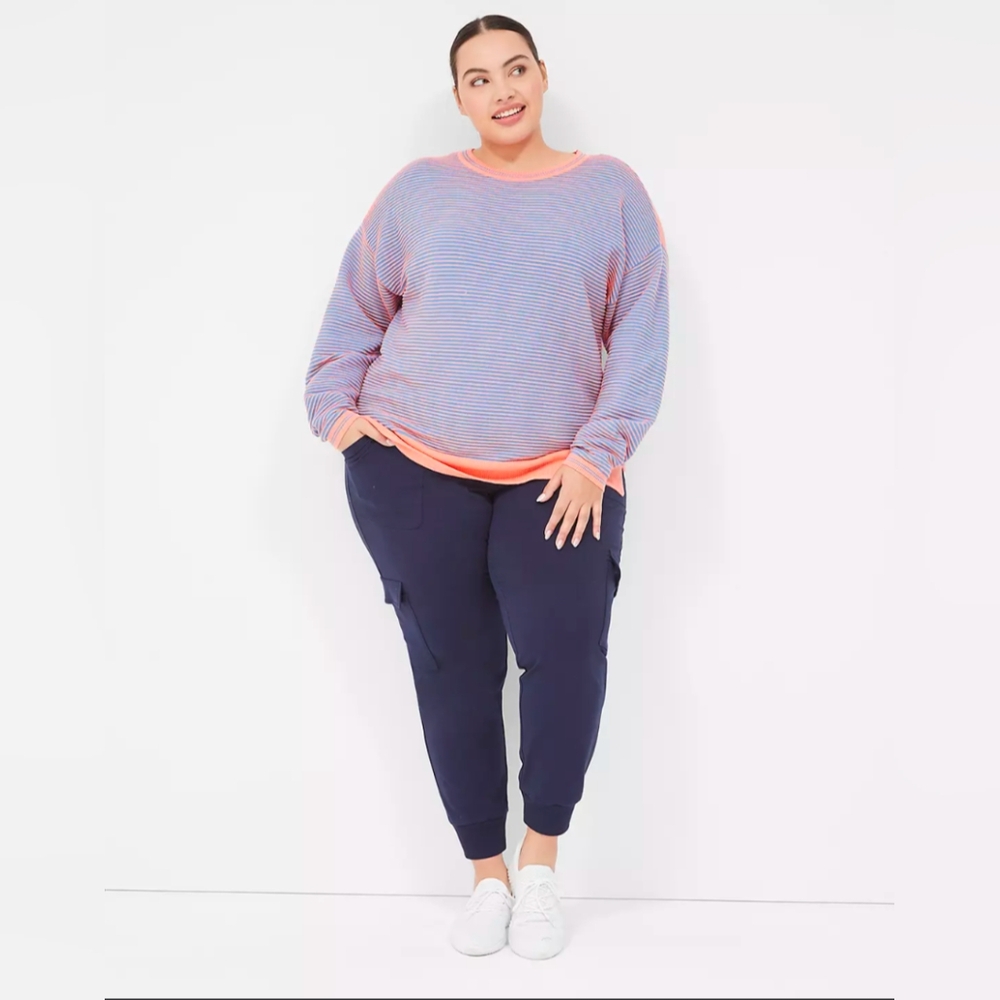 LIVI Lane Bryant striped blue and orange sweater size 26/28